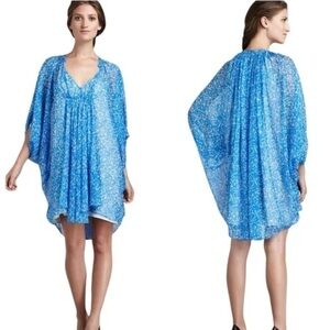 DIANE VON FURSTENBERG Fleurette 100% Silk Chiffon Dress in Fleck Blue Size 0 GUC